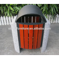 Cement stone and metal garbage can solid wood outdoor garbage can